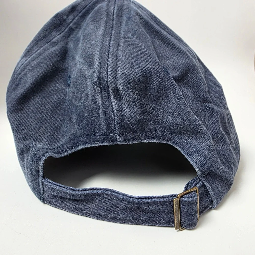 Womens Leopard Print Heart Navy Blue Washed Denim Baseball Cap Adjustable Hat